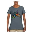 thumbnail image 3 of Colorful Neon Horse | Dean Russo Art Animal Lover Womens T-Shirt, Charcoal, X-Large, 3 of 6