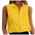 thumbnail image 1 of Blusa sin mangas con botones de gasa para mujer: cuello en V holgado, color liso, para el trabajo/casual, tallas S-XXL, 1 of 8