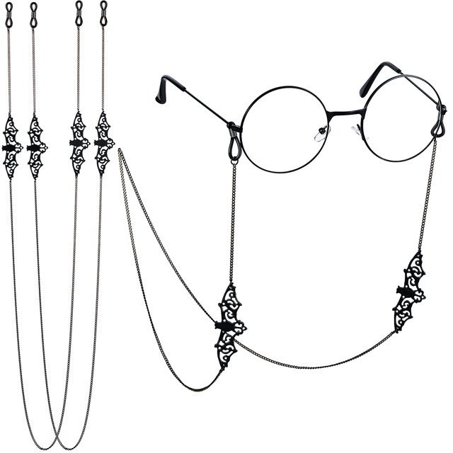 3 Piezas Cadenas de Vidrio Cadena de Gafas de Murciélago de Halloween Gafas de Sol Góticas Collar de Gafas Gafas de Lectura Retenedor de Gafas de Murciélago Negro Cordones Accesorios de Fies