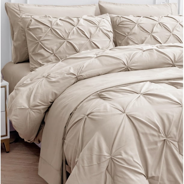 Juego de edredón LANE LINEN Queen, 7 piezas, cama Pintuck en una bolsa