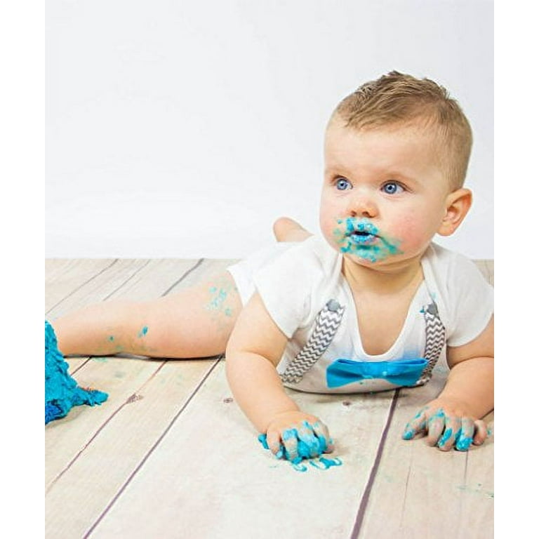 Noah s Boytique Boys Cake Smash Outfit First Birthday Grey Chevron Bright Blue Bow and NO number One Months
