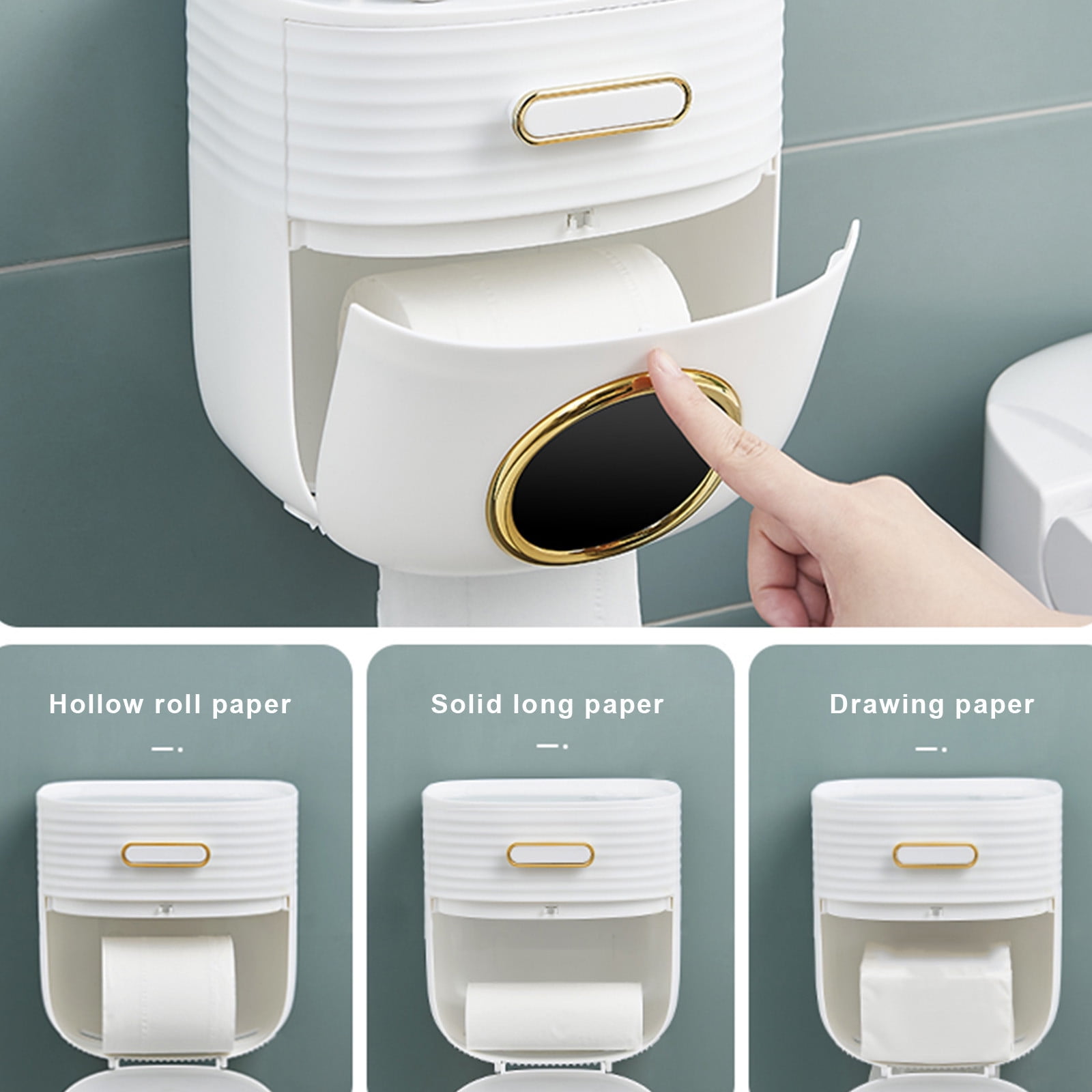 Toilet Paper Holder Wall Mounted, Bathroom Tissue Box Storage, Rustic Wood, Watertight Punch-Hole Design, Modern Minimalist, Family Bathroom, Roll Storage, Toilet Paper Organizer TOPLIU