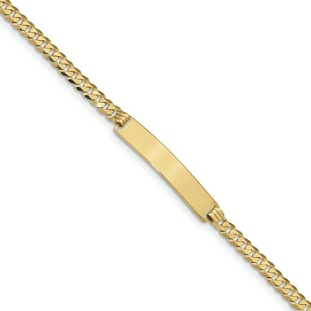 14k Yellow Gold Flat Curb Link Id Bracelet 7 Inch Fine Jewelry For Women Gift Set