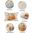 thumbnail image 5 of Fall Pumpkins Maple Leaves Pillow Covers 20x12 Inch Set of 2, Rustic Linen Autumn Decorative Lumbar Throw Pillow Covers, Orange Pillowcases for Patio Sofa Couch Bedroom Thanksgiving Decorations, 5 of 6