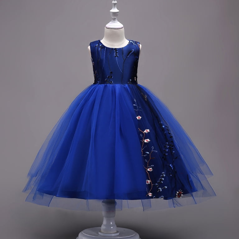 Wolled Kids Toddler Girls Lace Sequins Dresses Youth Bowknot Party Princess Dress Little Girls Sleeveless Bridesmaid Tutu Dress for 5-16 Years