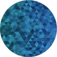 thumbnail image 1 of Ahgly Company Tapis Rond Lavable en Machine Bleu Bleuet Transitionnel, 7 Pieds Rond, 1 of 7
