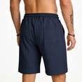thumbnail image 4 of WIZUTIZ Men's Cable Knit Casual Shorts Drawstring Elastic Waist Side Pockets Soft Breathable Loose Fit Summer Daily Lounge Wear, 4 of 5