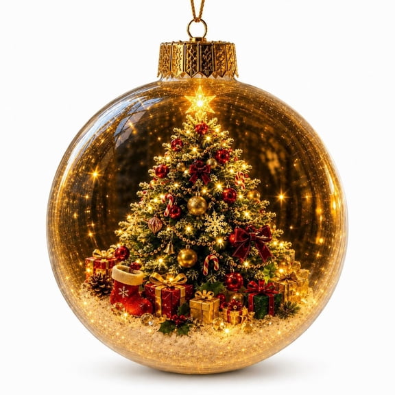 Lighted Christmas Story Scene Decor with Warm LED Light, Light-Up Mini Holiday Scene for Christmas Tree or Fireplace Mantel, Festive Keepsake Gift for Holiday Decor and Gifting (Christmas Tree Style)