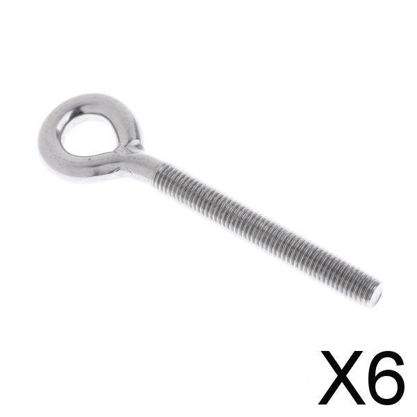 DYNWAVECA 5-6pack Stainless Steel Eyebolt Longshank Long Thread Welded Eye Bolt Hardware 6 Pcs