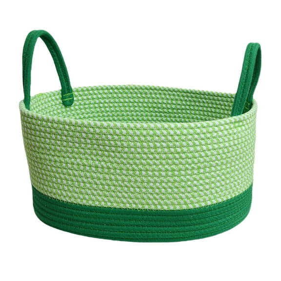 Yonrjhukm Desktop Storage Basket, Woven Cotton Thread Storage Basket for Organizing Toys, Books, and Household Items, Elegant Decorative Basket with Portable Handle and Durable Design