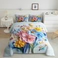 thumbnail image 2 of Feelyou 3D Flower Floral Full Size Comforter Sets, Oil Printing Bedding Comforter Set, Modern Fashion Bedding Sets, Super Cozy Bedroom Decor, 3 Piece, 2 of 8