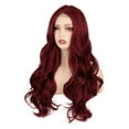 thumbnail image 6 of Long Red Lace Front Wig for Women - Middle Part Long Wavy Human Hair Wig with Lace Caps, 6 of 6