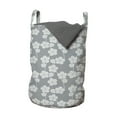 thumbnail image 1 of Geometric Laundry Bag, Flower Patterned Monochrome Image Petals Bud and Stalks Vintage Foliage Design, Basket with Handles Drawstring Closure for Laundromats, 13" x 19", Grey Beige, by Ambesonne, 1 of 4
