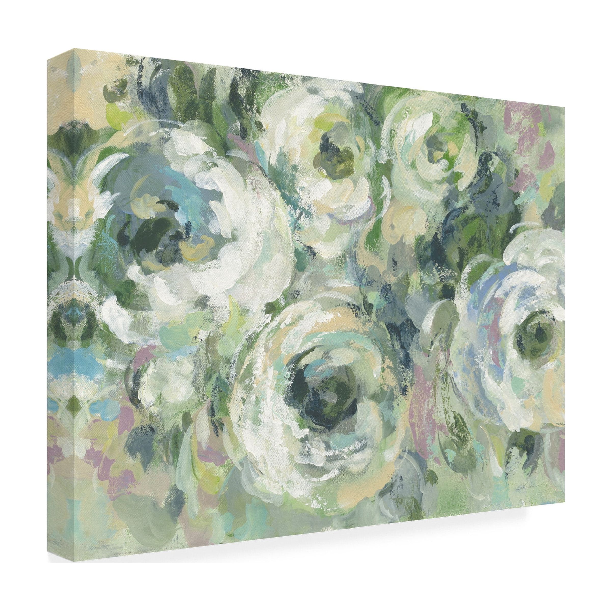 Trademark Fine Art 'Sage and Lavender Peonies Light Crop' Canvas Art by Silvia Vassileva