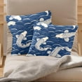 thumbnail image 2 of 2 Pack Throw Pillow Covers Blue Wave Fish Koi Pattern Decorative Pillow Cases Home Decor Square 18x18 Inches Pillowcases, 2 of 7