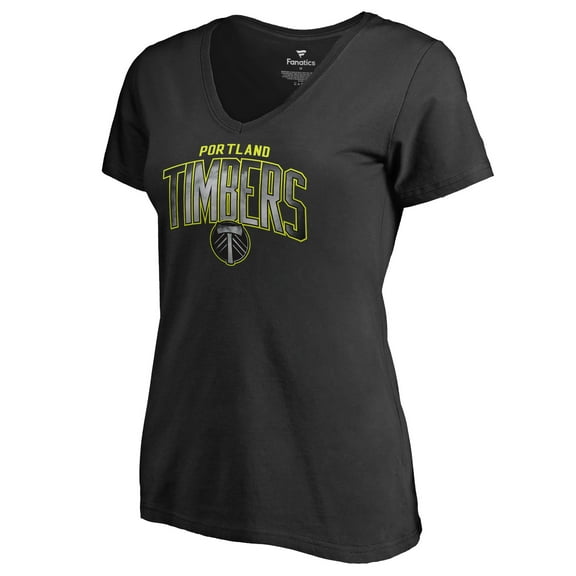 Women's Black Portland Timbers Arch Smoke V-Neck T-Shirt