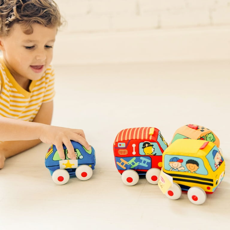 Melissa Doug K's Kids Pull-Back Soft Baby Toy Set Vehicles