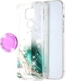 thumbnail image 3 of SOGA Bling Glitter Cover Compatible for Motorola Moto G Play 2021 Case, with Kickstand Ring for Magnetic Car Mounts, Lanyard Strap - Green Galaxy, 3 of 3