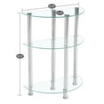thumbnail image 3 of Clearance! Three-layer Tempered Glass Stainless Steel Tube Semicircular Side Table, 58*30*76cm, 3 of 7