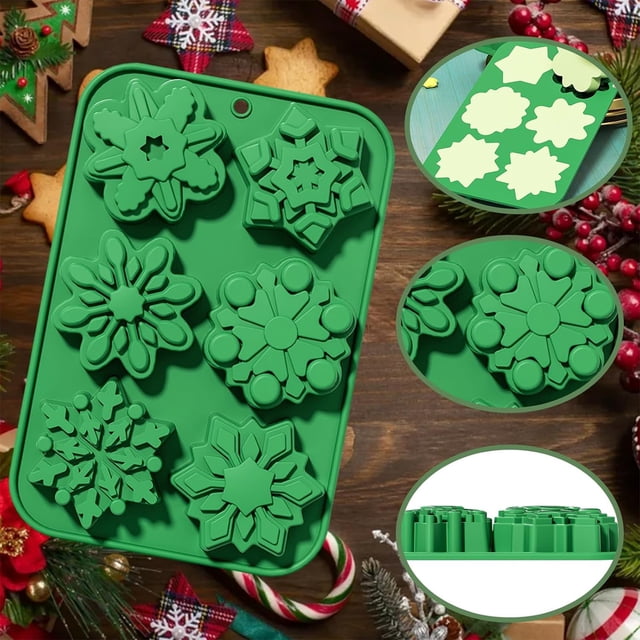 Juego de moldes de silicona para hornear navideños | Molde flexible antiadherente de grado alimenticio para pasteles, magdalenas, gelatina, chocolate, jabón, velas y jabón | Utensilios para hornear