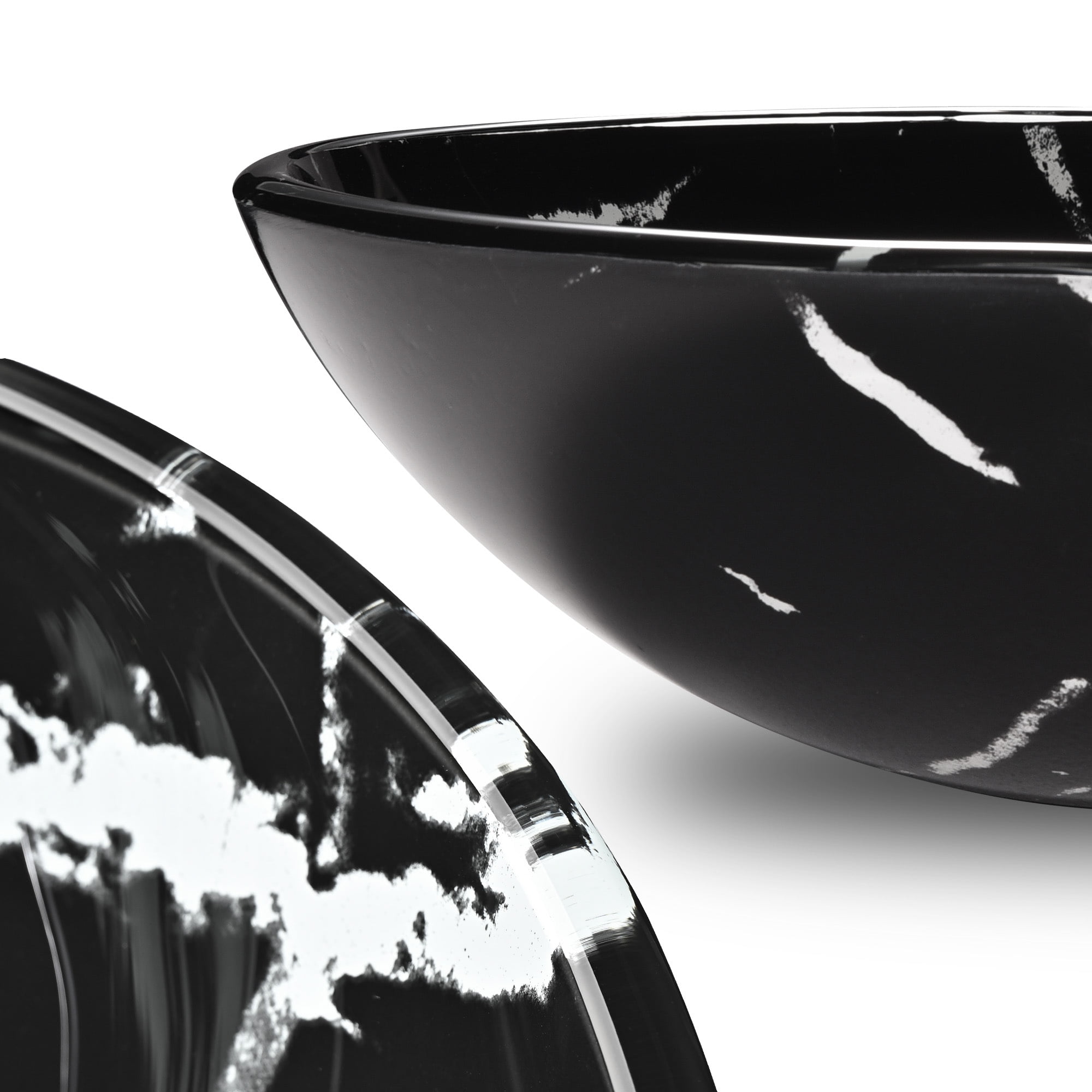 Aquaterior Tempered Glass Round Vessel Sink Artistic Marbling Pattern Above Counter Bathroom Lavatory Vanity Bowl Basin