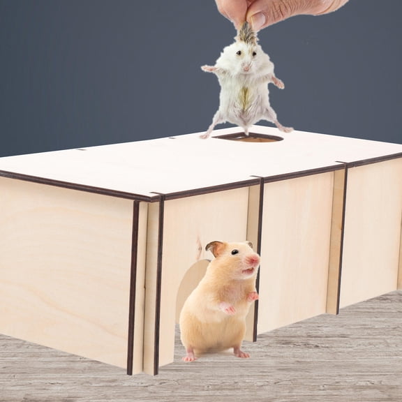 OATIPHO Hamster Sleeping Place Hamster Wooden Nest Light Brown 1Pc