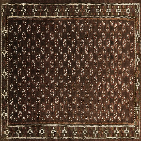 Ahgly Company Indoor Square Oriental Brown Industrial Area Rugs, 5' Square