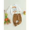 thumbnail image 6 of Toddler Baby Boy Halloween Outfit 6M 12M 18M 24M 3Y Pumpkin Ghost Sweatshirt and Pants Set Cute Halloween Fall Winter Clothes, 6 of 10