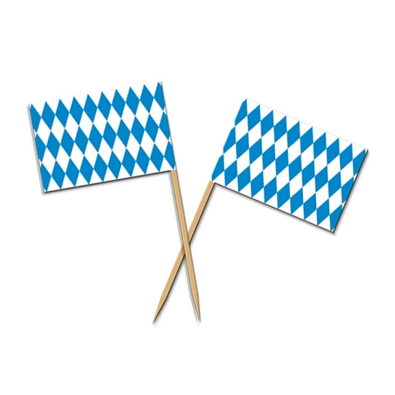 Club Pack of 12 Blue and White Oktoberfest Food or Drink Decoration Party Picks 2.5"