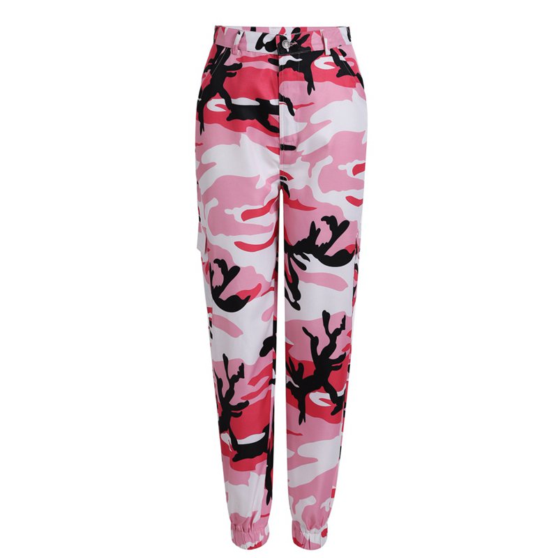 Pretty Comy - Women Summer Ladies Camo Cargo Pants High Waist Hip Hop Trousers Military Army