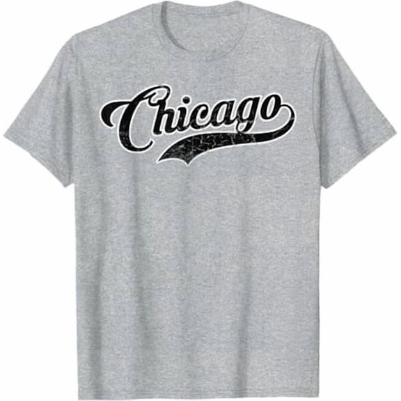 Chicago Baseball Retro White Graphic T-Shirt All Size S-5XL