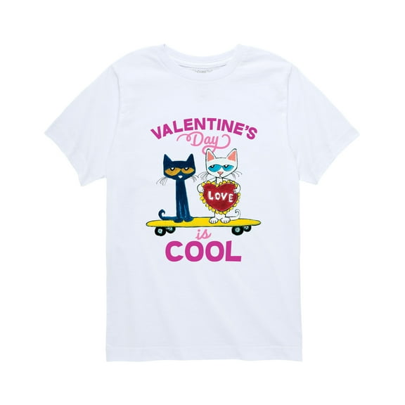 Pete The Cat - Pete Valentine's Day Is Cool - Youth Short Sleeve Graphic T-Shirt