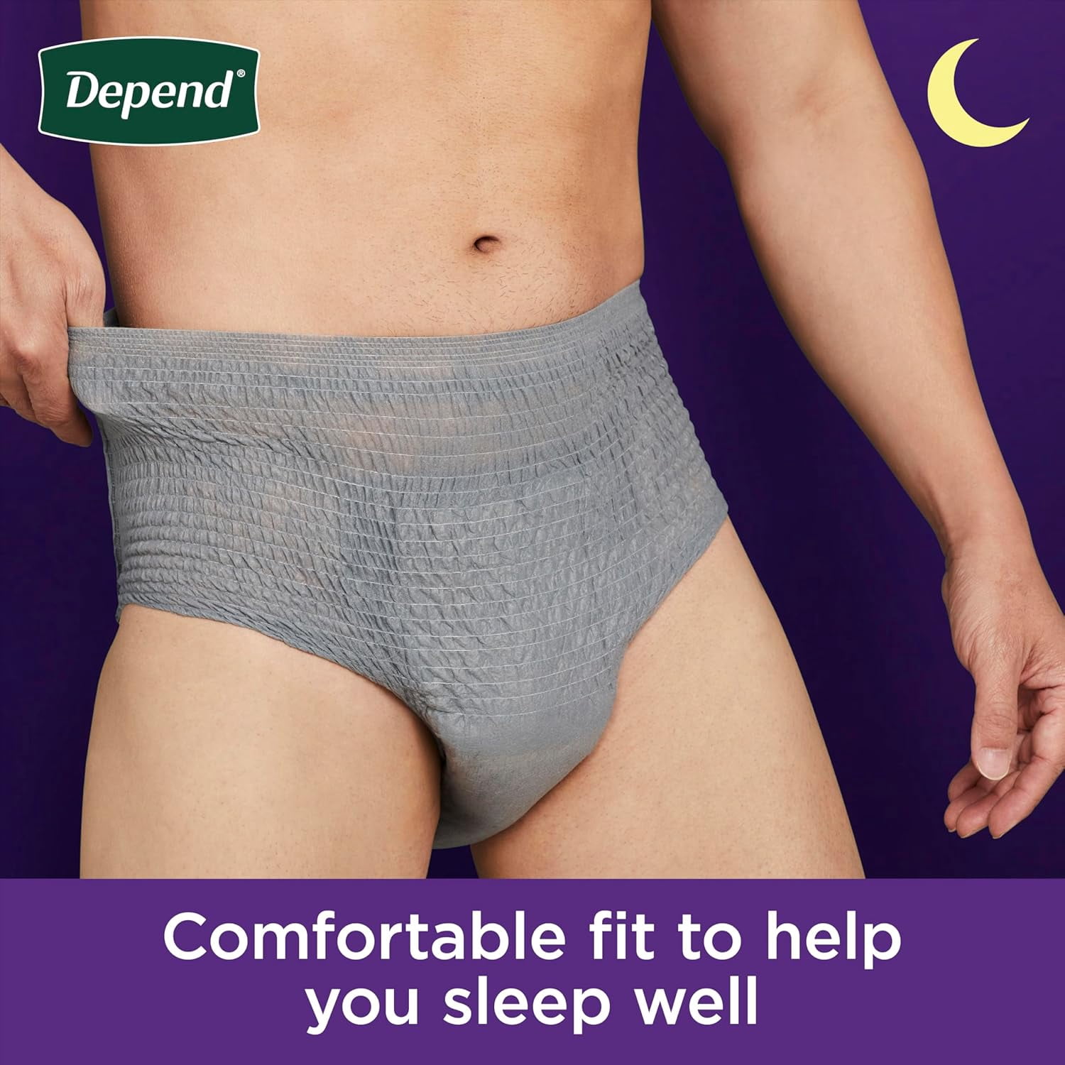 Depend Night Defense Adult Incontinence Underwear for Men, Disposable, Overnight, Large, Grey, 72 Count, Packaging May Vary