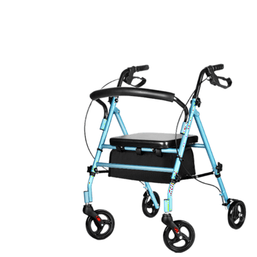 Cushioned Seat & Backrest Rolling Walker with 4-Wheel, Seat, Backrest & Bag, Purple