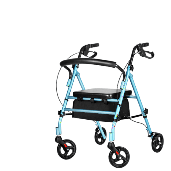 Cushioned Seat & Backrest Rolling Walker with 4-Wheel, Seat, Backrest & Bag, Purple