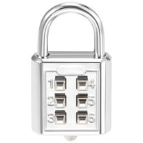 Uxcell 6-Digit Combination Padlock Push Button Locks for Locker Zinc Alloy Silver Tone 1pcs