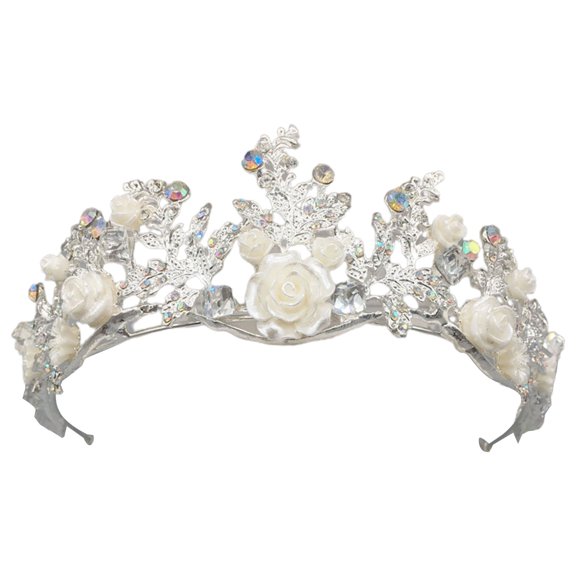 Shiny Noble Elegant Wedding Crown Delicate Flower Leaves Shape Bride Hair Crown Headband Hair Accessories