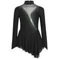 thumbnail image 2 of iixpin Girls Gymnastics Leotard Dress Irregular Figure Ice Skating Dresses Outfit Lyrical Ballet Dancewear Black 10, 2 of 6