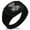Black, variant on Stainless Steel Mjolnir Thor's Hammer Viking Norse CZ Ribbed Needle Stripe Pattern Biker Style Polished Ring