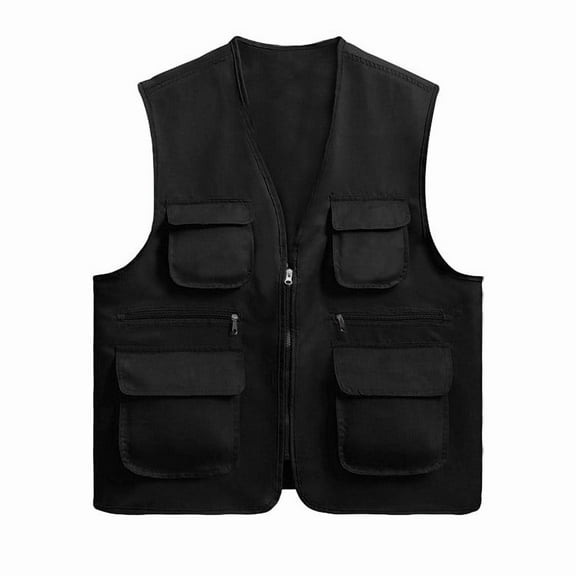 Zedker Women's Fishing Vest Lightweight Breathable Outdoor Cargo Jacket with Multi Pockets Black Plus L