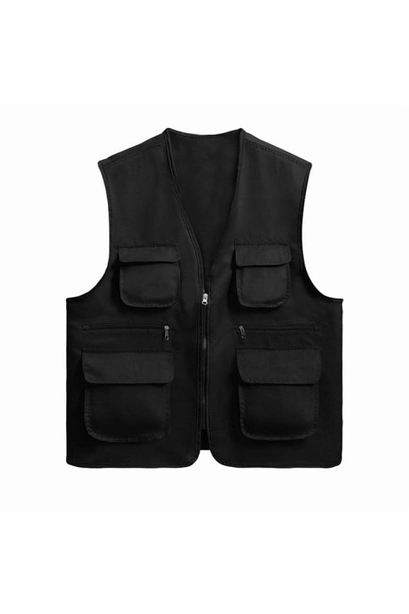 Men's Utility Fishing Vest Lightweight Outdoor Zip up Travel Work Cargo Vest Jacket with Multi Pockets