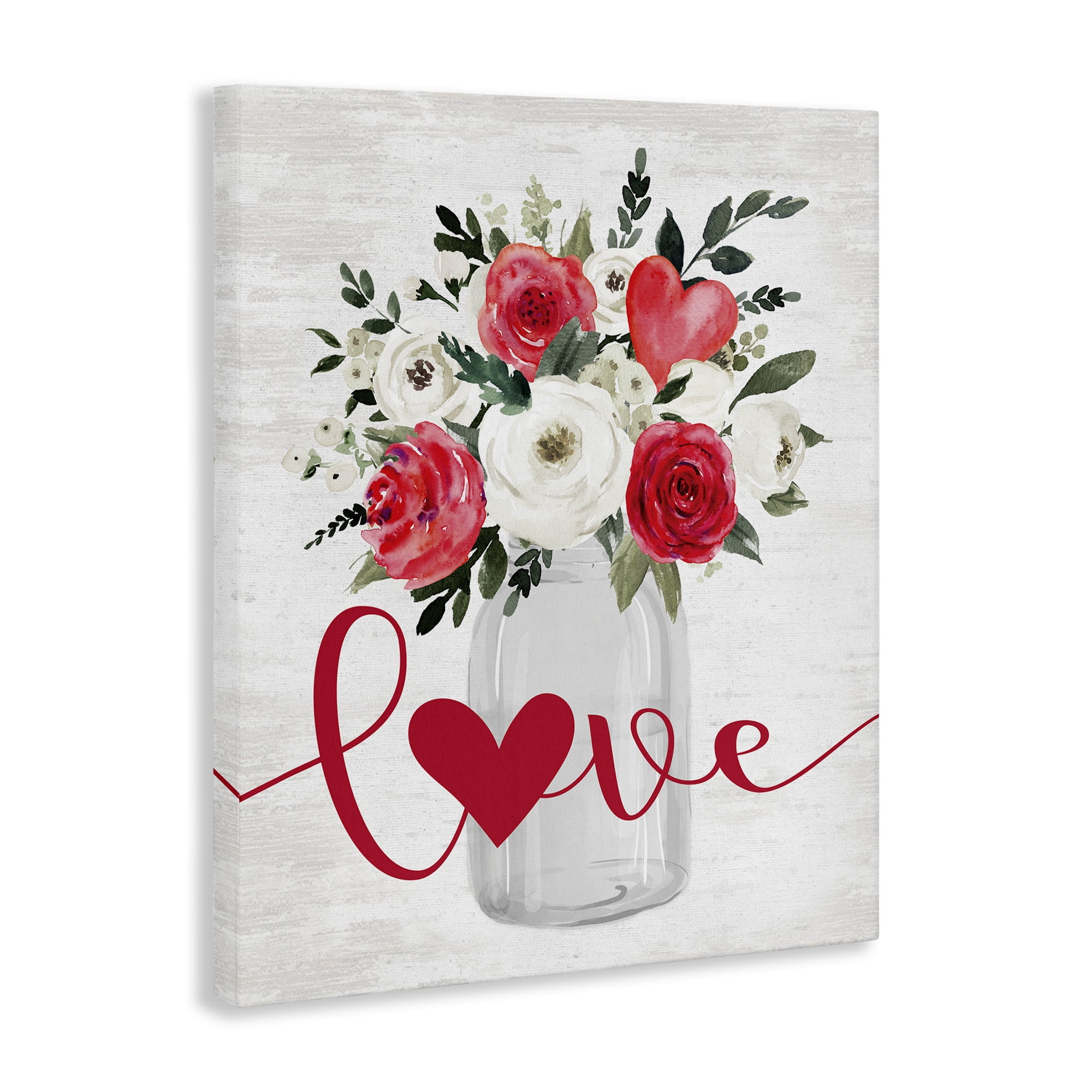 Stupell Industries Red Love Bouquet Botanical & Floral Painting Gallery Wrapped Canvas Art Print Wall Art, 16 x 20