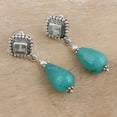 thumbnail image 3 of NOVICA Handmade .925 Sterling Silver Blue Topaz Agate Dangle Earrings from India Geometric 'Royal Loyalty', 3 of 7