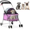 Pet Stroller - MeetPerfect Luxury Pet Roadster for Dogs and Cats Waterproof Dog Cart Dog Stroller Cat Stroller Pet Jogger - Easy to Walk Folding Carrier Carriage with Storage Basket (Pink)
