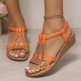 thumbnail image 5 of Samickarr Summer Sandals For Women Indoor And Outdoor Wide Women's Fish-mouth Slip- Slope Heel Shoes Casual Bohemian Rhinestone Roman Sandals, 5 of 7