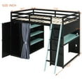 thumbnail image 4 of Full Size Loft Bed with RGB Lights and Curtains, Wooden Gaming Loft Bed Frame with Charging Station, Desk, Wardrobe and Storage Shelves, Blue, 4 of 9