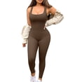 thumbnail image 2 of Caoirhny Women Sleeveless Bodycon Jumpsuit Summer Solid Color U-neck Romper Pants Streetwear Clubwear, 2 of 9