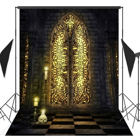 Image of 5x7ft Halloween Horror Nights Skeleton Fantasy Castle Costume Party Masquerade Series Photo Backdrops Studio Background Studio Props