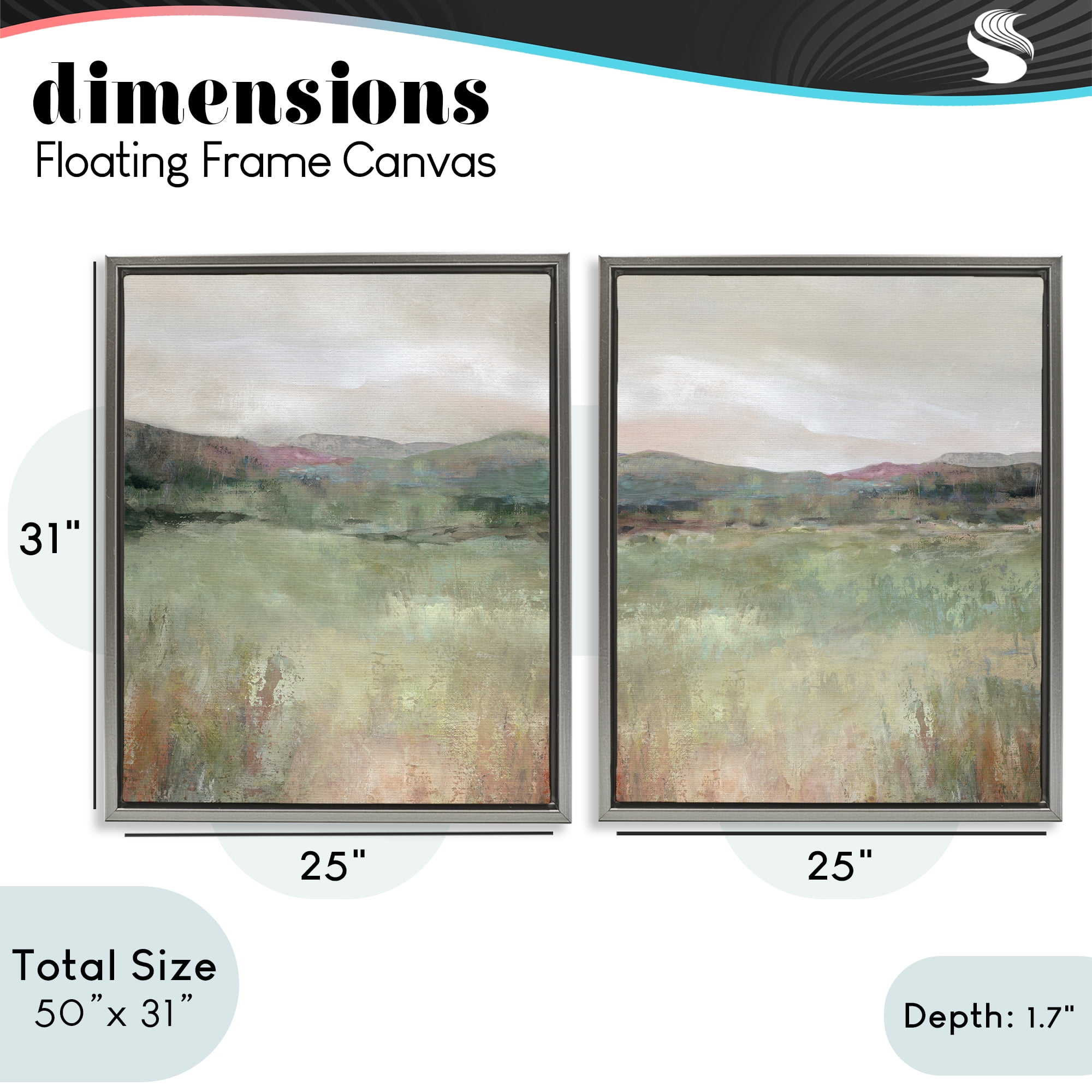 Stupell Industries Muted Glimpse of Spring 2 Piece Gray Framed Floater Canvas Set, design by Carol Robinson