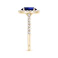 thumbnail image 3 of ANGARA Lab Grown 2 Ct Sapphire Halo Ring with Lab Diamond Accents for Women in 14K Yellow Gold (Size-9x7mm) | September Birthstone, Anniversary, Jewelry Gift for Women | Lab-Grown Blue Sapphire Ring, 3 of 8